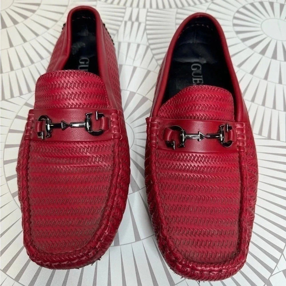 MENS RED GUESS ADLER‎ LOAFERS - Picture 1 of 8